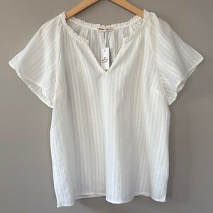 NWT Marine Layer Lana Textured Blouse Boho Cotton Top Size Small White Off White
